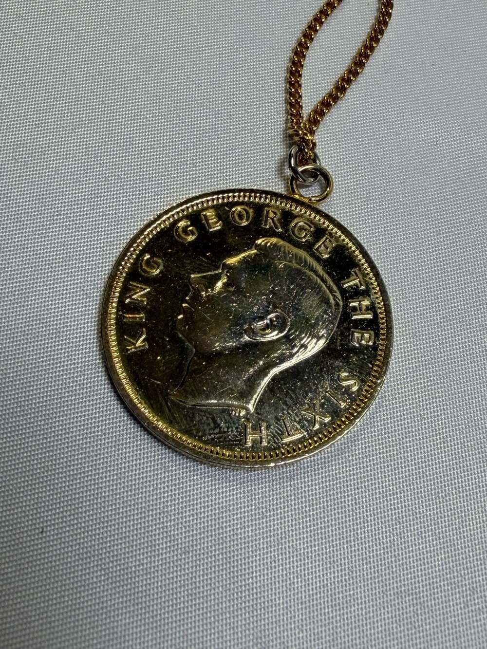 Vintage 1952 New Zealand One Penny King George VI Coin Pendant Necklace